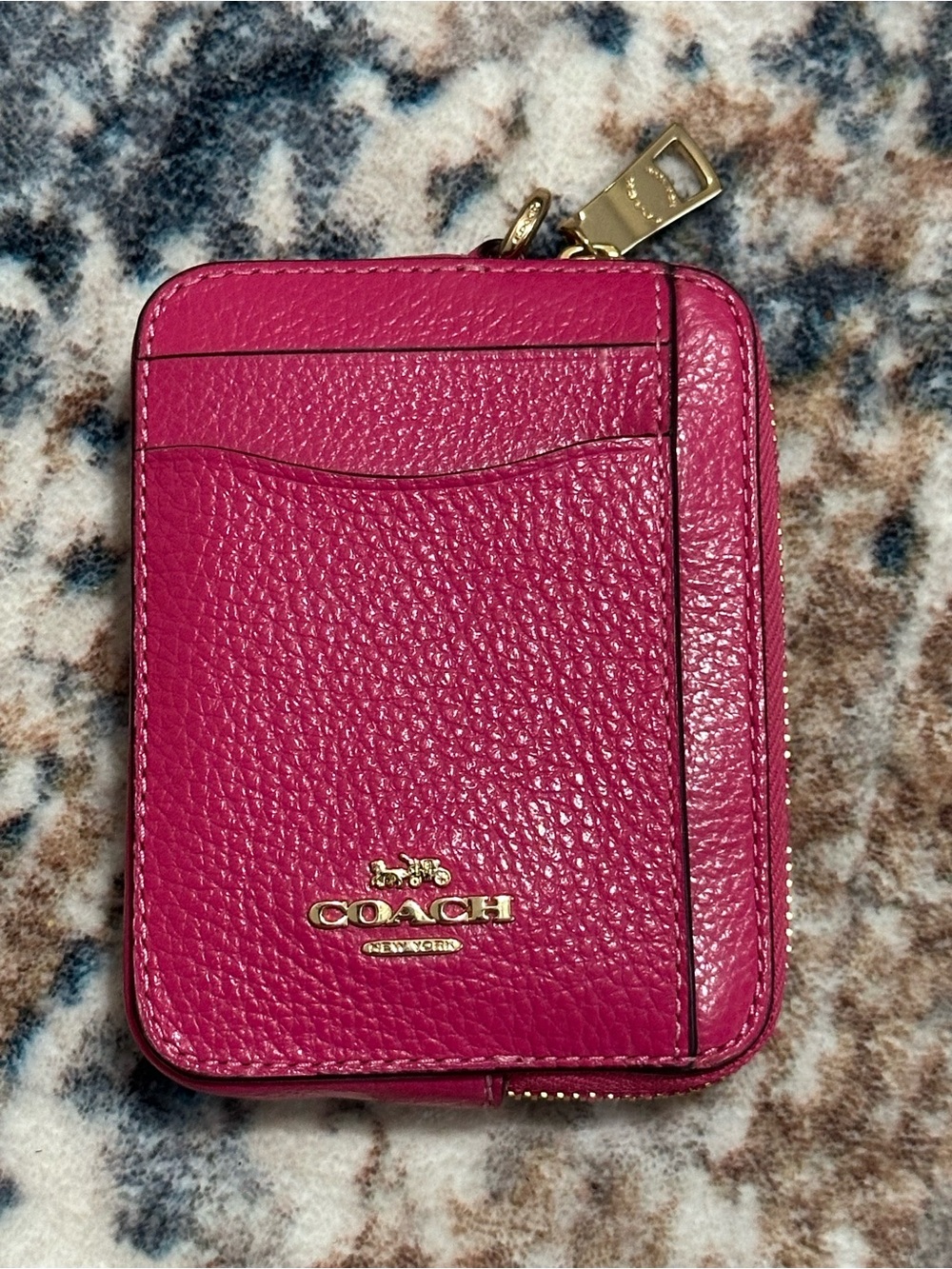 Pink Coach Zip Card Case